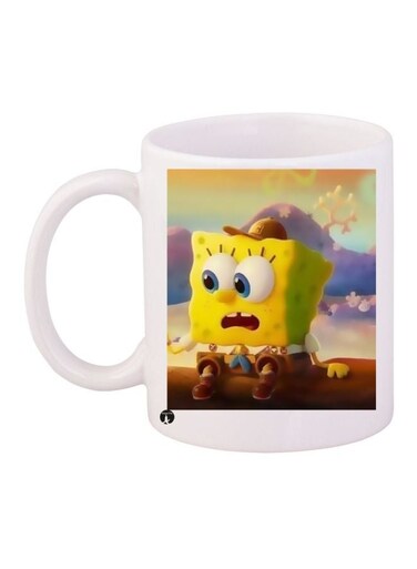 SpongeBob Printed Coffee Mug White/Yellow/Brown 11ounce