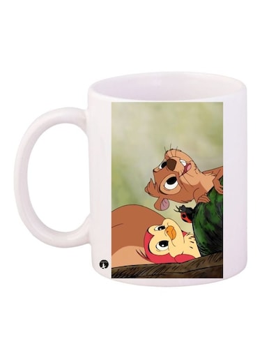 Cartoon Characters Printed Coffee Mug White/Brown/Green