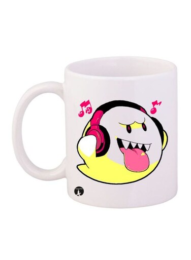 Super Mario Printed Mug White/Pink/Yellow 12ounce