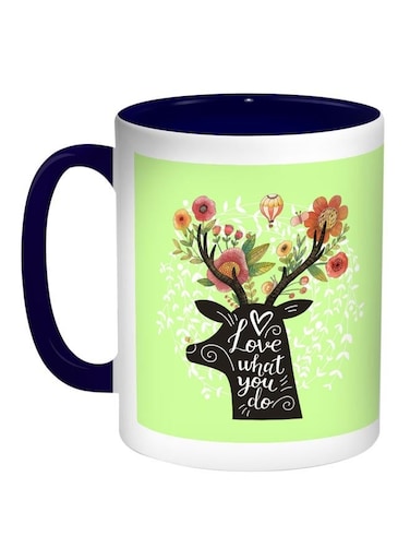 Love What You Do Printed Coffee Mug Light Green/White/Blue 11ounce