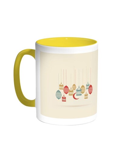 Ramadan Lanterns Printed Coffee Mug Yellow/White 11ounce
