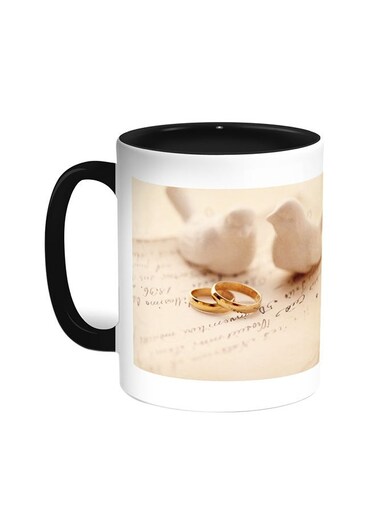 Engagement Rings Printed Coffee Mug Black/White 11ounce