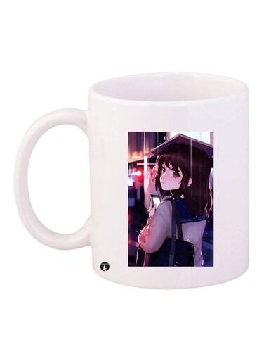Cartoon Printed Coffee Mug White/Purple/Brown