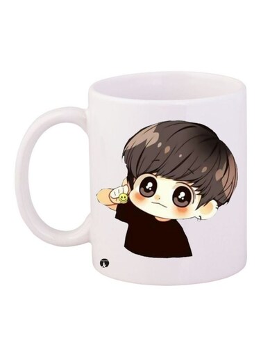 Cartoon Boy Printed Coffee Mug White/Black/Grey