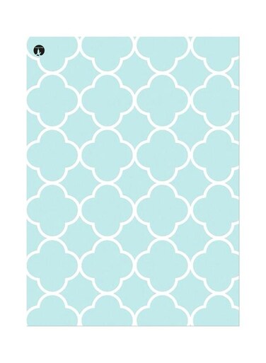 Pattern Themed Metallic Plate Blue/White 20x15cm