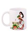 Lady Printed Coffee Mug White/Red/Green 11ounce