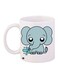 Baby Elephant Printed Coffee Mug White/Blue/Black 11ounce
