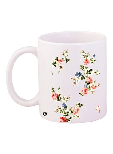 Flower Printed Coffee Mug White/Green/Pink
