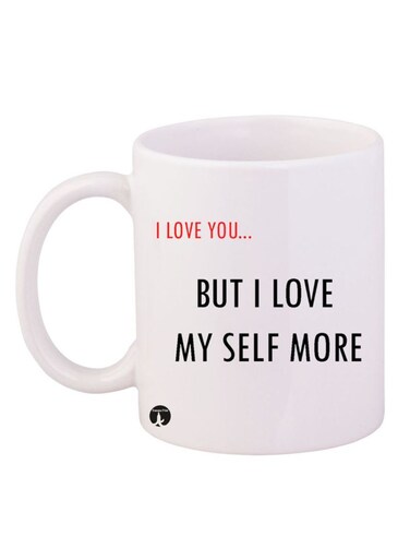 Printed Coffee Mug White/Red/Black 12ounce