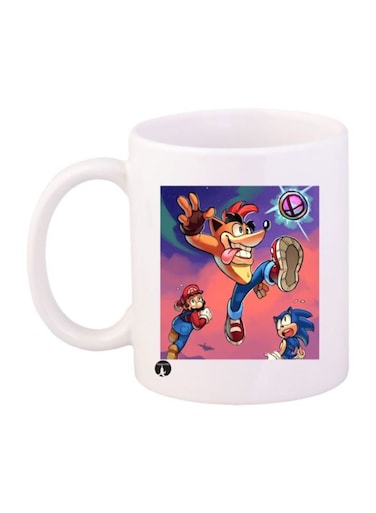 Video Game Printed Mug White/Purple/Gold Standard Size