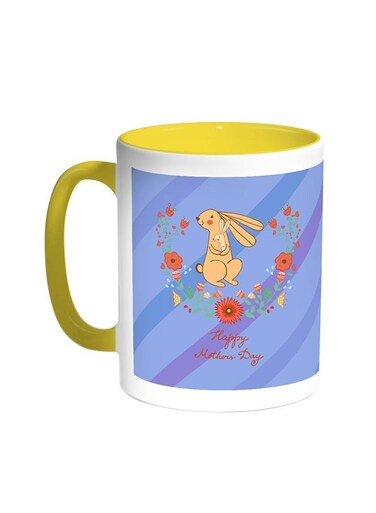 Happy Mother's Day Printed Coffee Mug Yellow/White 11ounce