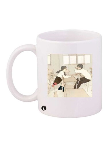 Girl And Boy Printed Mug White/Beige/Brown Standard Size
