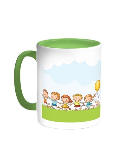 Happy Eid Printed Coffee Mug Green/White 11ounce