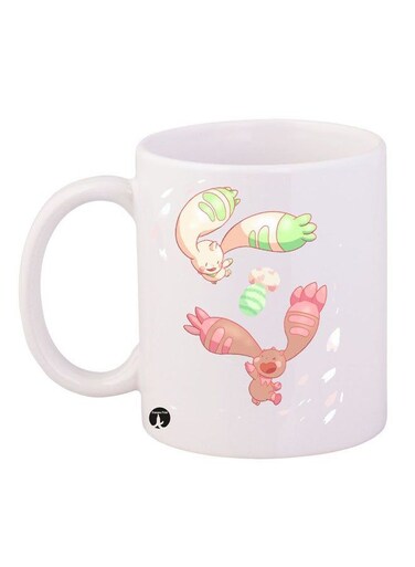 Digi mon Printed Mug White Green Pink 11ounce