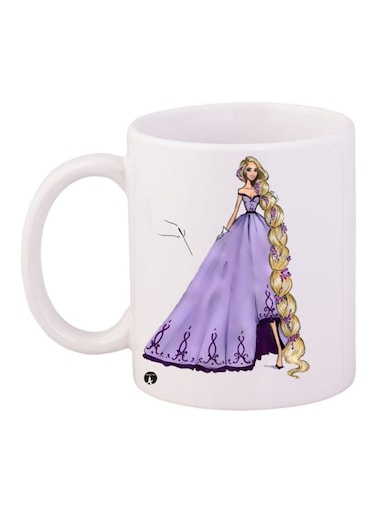 Princess Printed Coffee Mug White/Purple/Beige