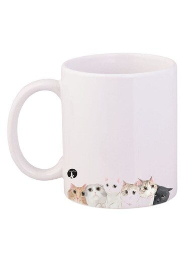 Printed Coffee Mug White/Brown/Grey 12ounce