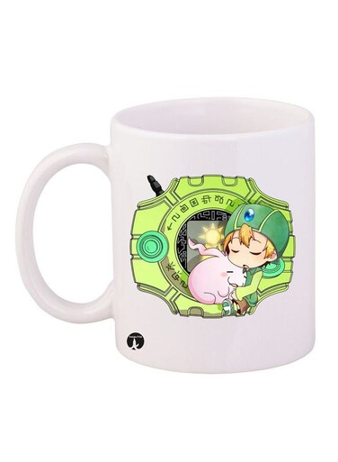 Digimon Printed Mug White/Green/Pink