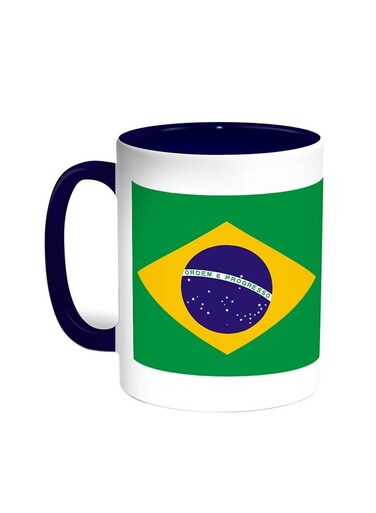 Brazil Printed Coffee Mug Blue/White 11ounce