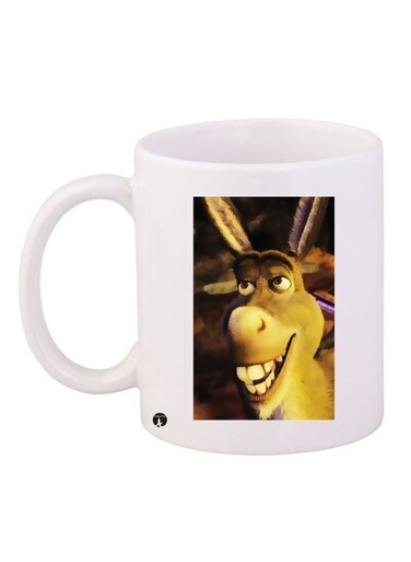 Donkey Printed Ceramic Coffee Mug White/Yellow/Black 11ounce