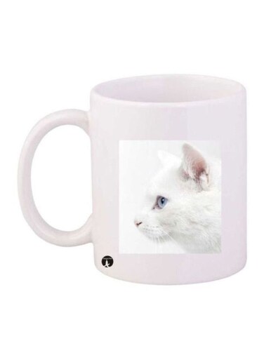 Cat Printed Coffee Mug White/Pink/Grey
