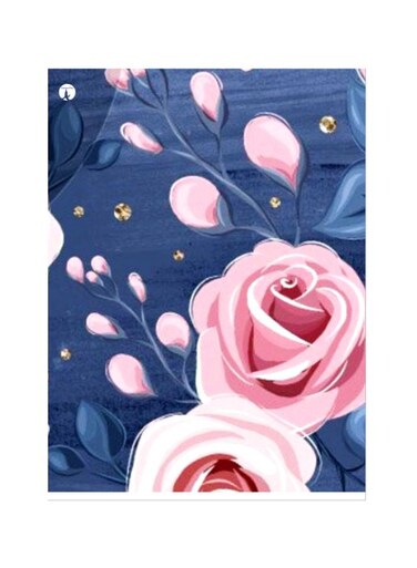 Floral Themed Metallic Plate Blue/Pink 20x15cm