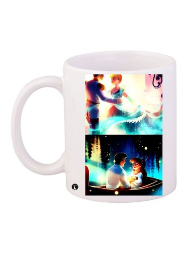 Cartoon Couple Printed Coffee Mug White/Blue/Black