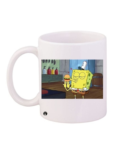 Cartoon Printed Coffee Mug White/Yellow/Brown