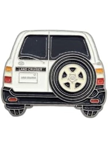 White Land Cruiser Rear View &ndash; Car Bade for SUV Fans &amp; Collectors for Bags, and Mobile, I pad, Backpacks, and Collectors Walls, Doors, Cars &amp; Laptops