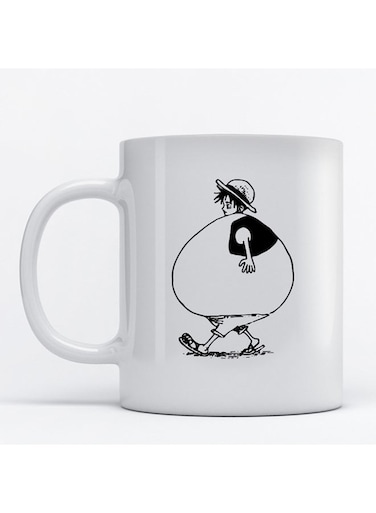 Luffy One Piece Printed Mug White/Black 9.2x7.7cm