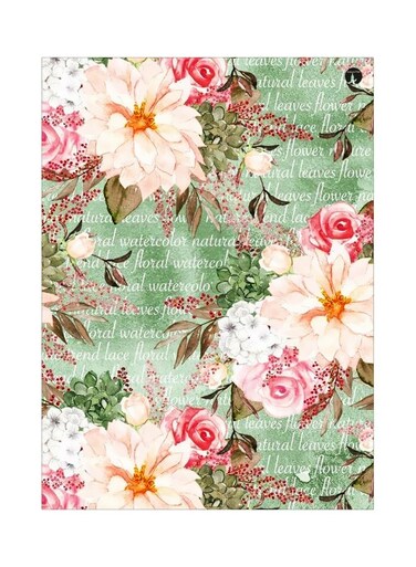 Floral Themed Metallic Plate Green/Pink/White 20x15cm