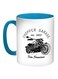 Motorcycle Printed Coffee Mug Blue/White/Black