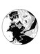 Anime Printed Fridge Magnet Black/White