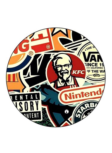 Logos Printed Fridge Magnet Round Multicolour