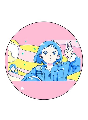 Girl Printed Fridge Magnet Round Multicolour