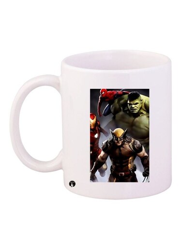 Superheroes Printed Coffee Mug White/Red/Green 11ounce