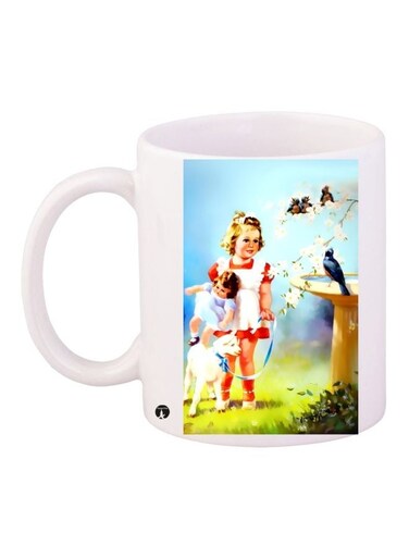 Cartoon Printed Coffee Mug White/Red/Blue 11ounce