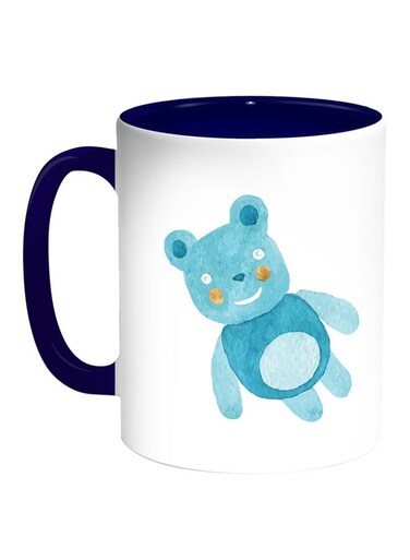 Bear Printed Coffee Mug White/Blue 11ounce