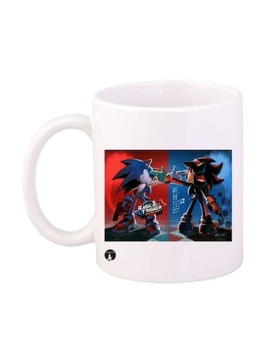 Sonic Video Game Printed Mug White/Red/Blue Standard Size