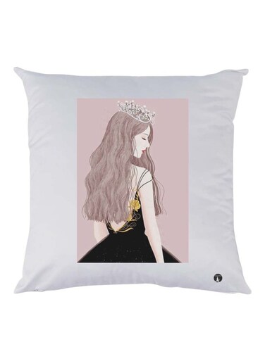 Girl Printed Cushion polyester White/Brown/Black 30x30cm