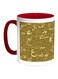 Arabic Letters Printed Coffee Mug Red/White/Light Brown 11ounce