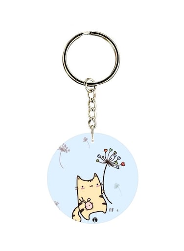 Cat Printed Single Sided Keychain