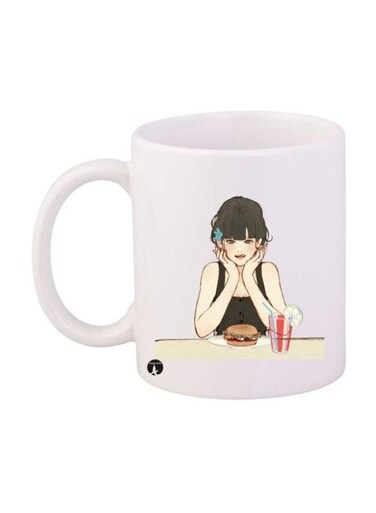 Girl Printed Mug White/Beige/Black Standard Size