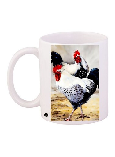 Chicken Printed Coffee Mug White/Red/Black 11ounce