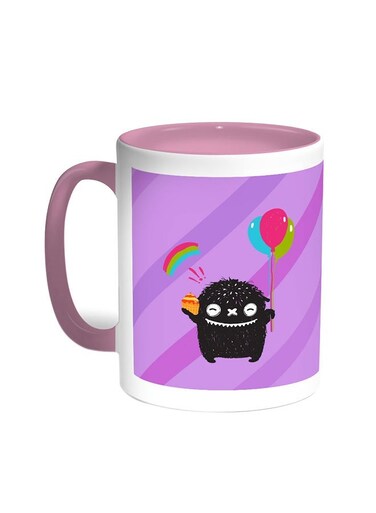 Cartoon Drawing - The Joy Of Eid Printed Coffee Mug Pink/White 11ounce