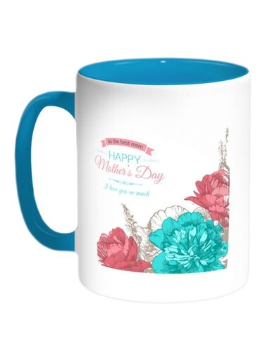 Happy Mothers Day Printed Coffee Mug Turquoise/White/Red