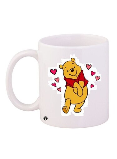 Cartoon Printed Coffee Mug White/Yellow/Red 11ounce