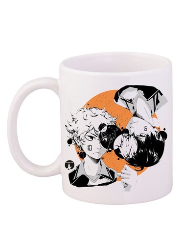 Anime Haikyuu Printed Coffee Mug White/Orange/Black