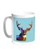 Abstract Art Deer Printed Coffee Mug Blue/White/Green 11ounce