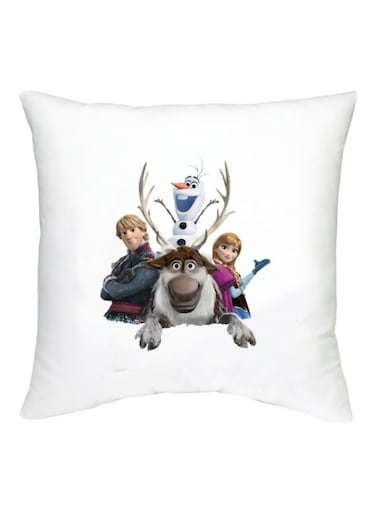 Frozen Character Printed Decorative Cushion White/Grey/Blue 16x16inch