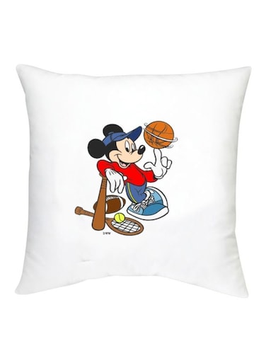 Mickey Mouse Printed Decorative Cushion White/Red/Black 16x16inch